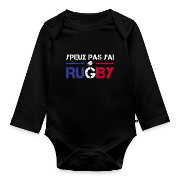J'Peux Pas J'ai Rugby Joueur Maillot France Rugby - Baby Bio-Langarm-Body - Schwarz - Vorne