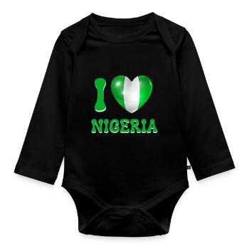 I love Nigeria - Body Bébé bio manches longues - noir - Devant