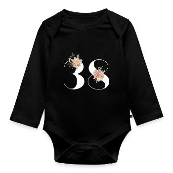 38th Anniversary Flowers (Gift of 38 years) - Organic Longsleeve Baby Bodysuit - black - Front