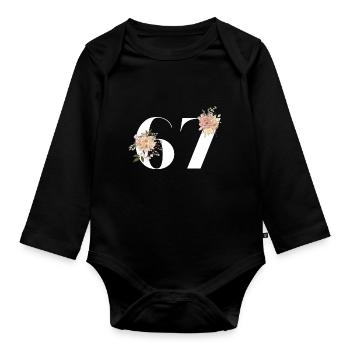 67th Anniversary flowers (Gift of 67 years) - Organic Longsleeve Baby Bodysuit - black - Front