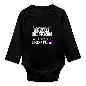 This Badass Has Cystic Fibrosis - Organic Longsleeve Baby Bodysuit - black - Front