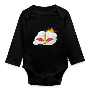 Dragon pour bébé, thème ludique pour enfants - Body Bébé bio manches longues - noir - Devant