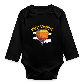 Hot air balloon lovers B continue to rise - Organic Longsleeve Baby Bodysuit - black - Front