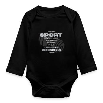 Lustiger Sportmuffel Anti Sport Sprüche Spruch - Baby Bio-Langarm-Body - Schwarz - Vorne