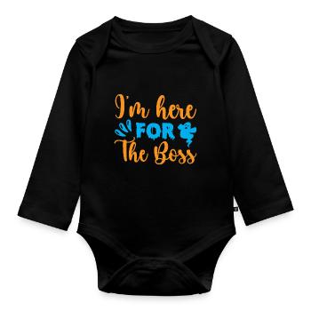Ich bin hier für den Chef - Halloween-Humor - Baby Bio-Langarm-Body - Schwarz - Vorne