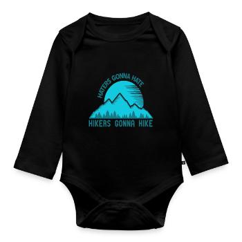 Haters Gonna Hate Hikers Gonna Hike Retro Cool - Baby Bio-Langarm-Body - Schwarz - Vorne