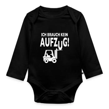 Staplerfahrer Lagerist Gabelstaplerfahrer Stapler - Baby Bio-Langarm-Body - Schwarz - Vorne