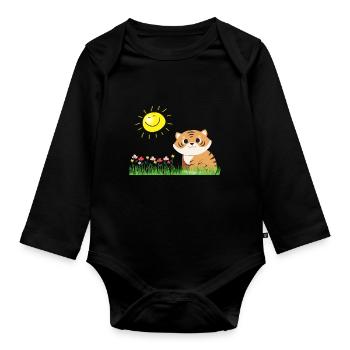 Kleiner Tiger - Baby Bio-Langarm-Body - Schwarz - Vorne