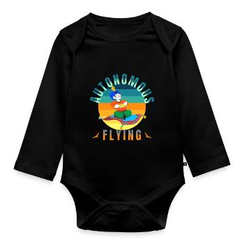 autonomous flying not new technology flying carpet - Organic Longsleeve Baby Bodysuit - black - Front