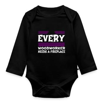 amusant laisse jouer charpentier tshirts travail citation drôle - Body Bébé bio manches longues - noir - Devant