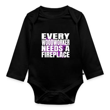 cool logging lumberjackwoodworking carpenter - Organic Longsleeve Baby Bodysuit - black - Front