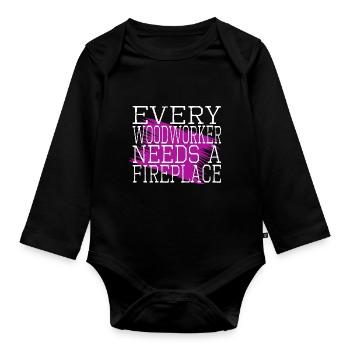 funny quote chop wood chainsaw carpenter - Baby Bio-Langarm-Body - Schwarz - Vorne
