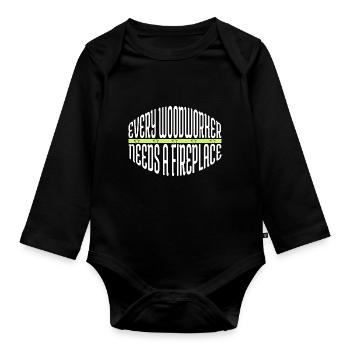 drôles de dictons humour charpentier fille tshirts plombier - Body Bébé bio manches longues - noir - Devant