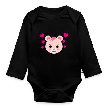 Bear Hearts - Organic Longsleeve Baby Bodysuit - black - Front