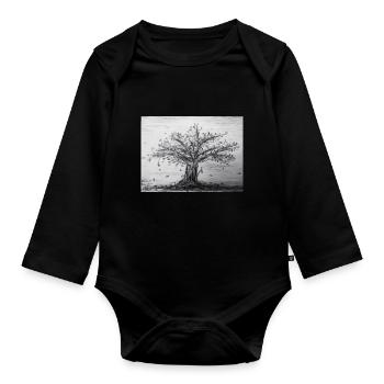 Herbst, Apfelbaum - Baby Bio-Langarm-Body - Schwarz - Vorne