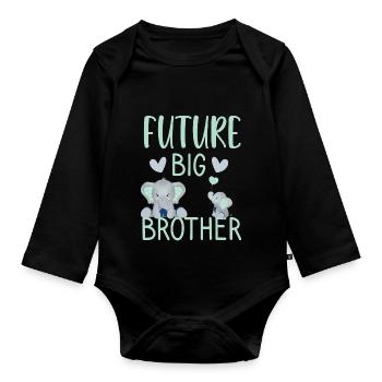 Child future big brother pregnancy announcement - Body Bébé bio manches longues - noir - Devant