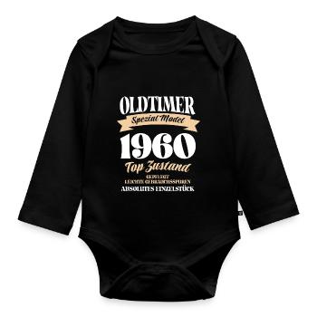 Oldtimer Spezial Model Gepflegt Top Jahrgang 1960 - Baby Bio-Langarm-Body - Schwarz - Vorne