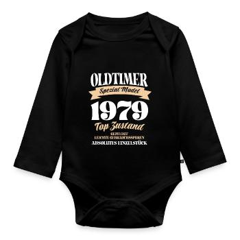 Oldtimer Spezial Model Gepflegt Top Jahrgang 1979 - Baby Bio-Langarm-Body - Schwarz - Vorne