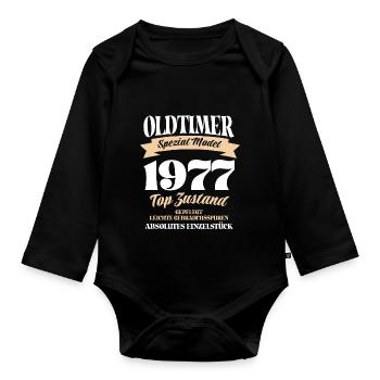 Oldtimer Spezial Model Gepflegt Top Jahrgang 1977 - Baby Bio-Langarm-Body - Schwarz - Vorne