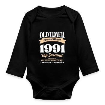 Oldtimer Spezial Model Gepflegt Top Jahrgang 1991 - Baby Bio-Langarm-Body - Schwarz - Vorne