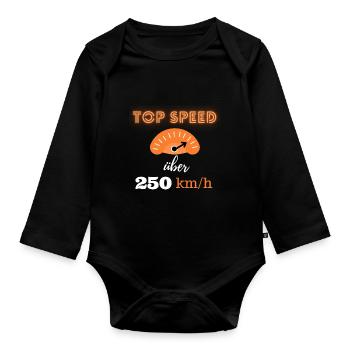 Top Speed über 250km/h - Baby Bio-Langarm-Body - Schwarz - Vorne