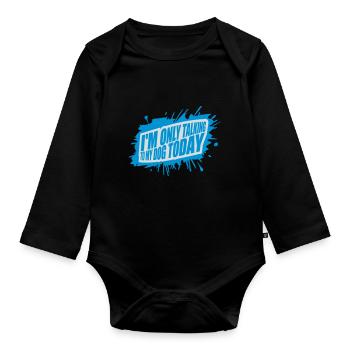 only talking to dog - Organic Longsleeve Baby Bodysuit - black - Front