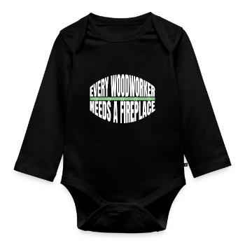 birthday present idea jokes chainsaw grab - Organic Longsleeve Baby Bodysuit - black - Front