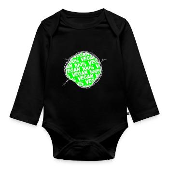 gift idea happy food plant sayings fruit birthday - Organic Longsleeve Baby Bodysuit - black - Front