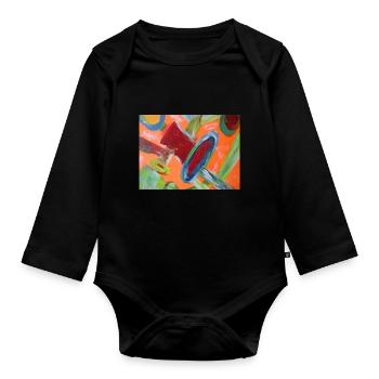 Abstract pipe system - Organic Longsleeve Baby Bodysuit - black - Front