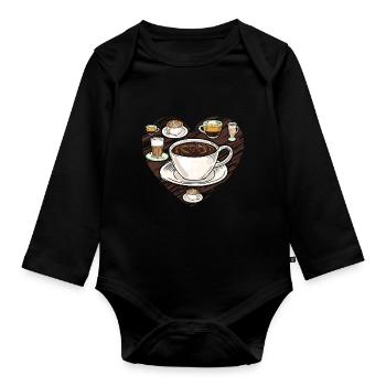 Coffee Men Women Barista - Organic Longsleeve Baby Bodysuit - black - Front