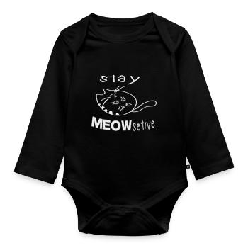 stay MEOWsetive - Baby Bio-Langarm-Body - Schwarz - Vorne