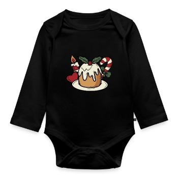 Christmas Candy Weihnachten Süßigkeiten Cake - Organic Longsleeve Baby Bodysuit - black - Front