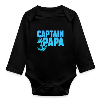Lake Sailor Fisherman Boat Driver - Funny Captain - Organic Longsleeve Baby Bodysuit - black - Front