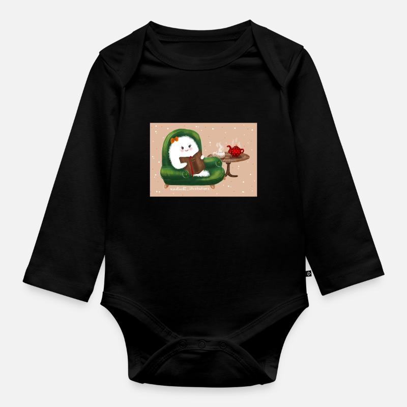 Chill your mind - Organic Longsleeve Baby Bodysuit - black