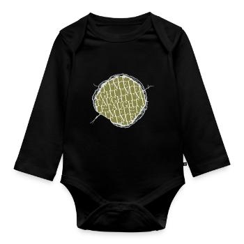 fun dino funny funny gym quote baby awesome - Organic Longsleeve Baby Bodysuit - black - Front