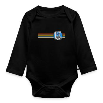 Gamer Vintage Retro Gaming Arcade - Video Game - Organic Longsleeve Baby Bodysuit - black - Front