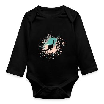Éclaboussure de couleur de brontosaure - Body Bébé bio manches longues - noir - Devant