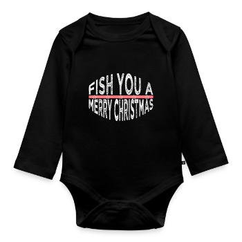 cool dork carolina beach christmas tree - Baby Bio-Langarm-Body - Schwarz - Vorne