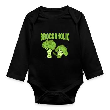 Broccoholic Broccoli Vegetable - Baby Bio-Langarm-Body - Schwarz - Vorne