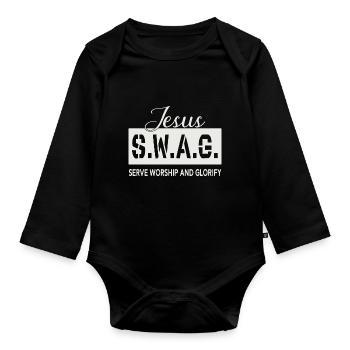 Jésus Swag - Body Bébé bio manches longues - noir - Devant