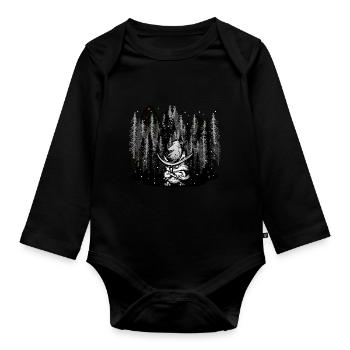 Wilderness Forest Animals Magical Winter Xmas Snow Owl - Organic Longsleeve Baby Bodysuit - black - Front
