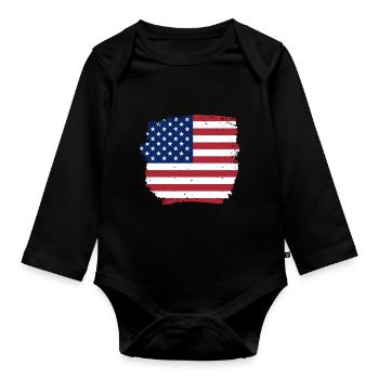 États-Unis Amérique - Body Bébé bio manches longues - noir - Devant