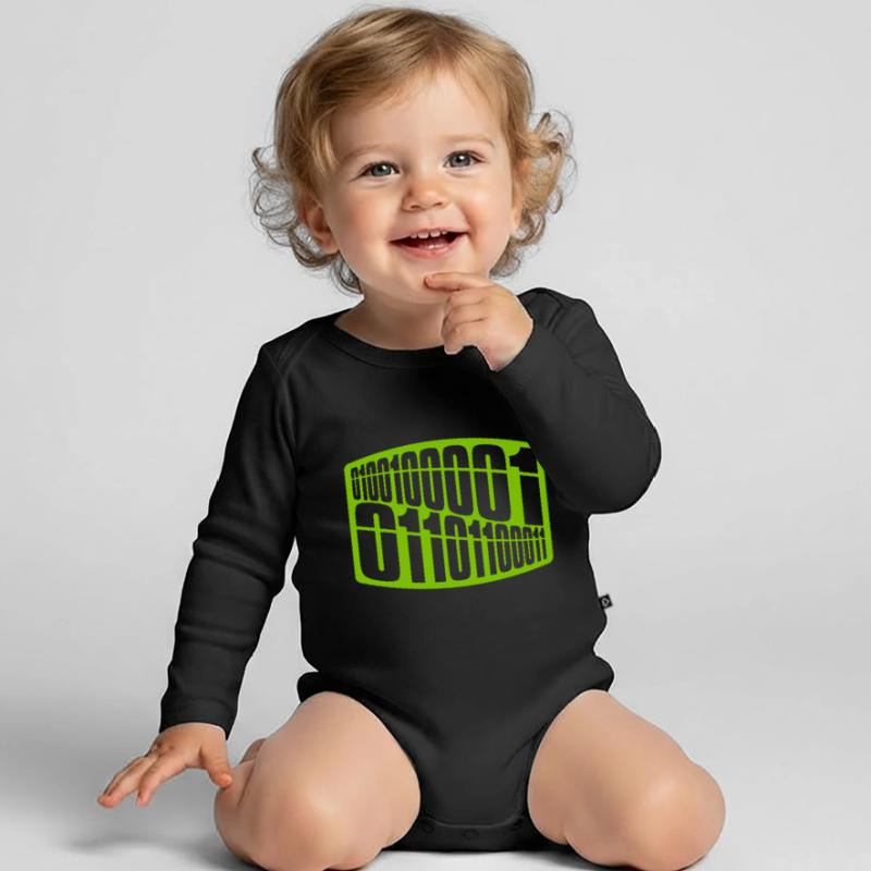 Binary Code Program Language Organic Longsleeve Baby Bodysuit