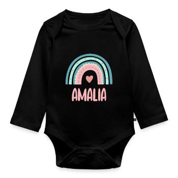 Amalia Nom Rainbow Baby - Body Bébé bio manches longues - noir - Devant