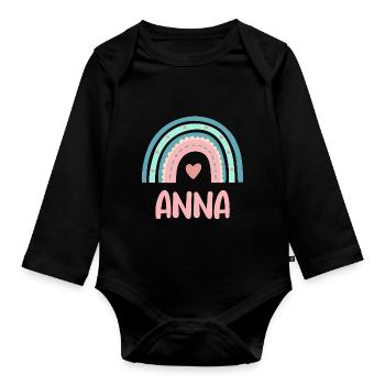Anna Nom Rainbow Baby - Body Bébé bio manches longues - noir - Devant
