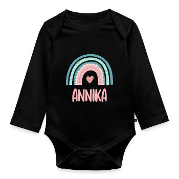 Annika Nom Rainbow Baby - Body Bébé bio manches longues - noir - Devant
