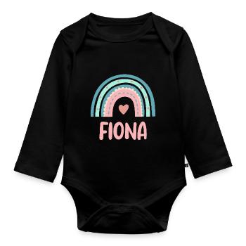 Fiona Nom Rainbow Baby - Body Bébé bio manches longues - noir - Devant