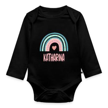 Katharina Nom Rainbow Baby - Body Bébé bio manches longues - noir - Devant