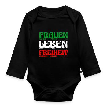 Frauen Leben Freiheit - Women Life Freedom - Organic Longsleeve Baby Bodysuit - black - Front