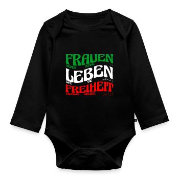 Women Life Freedom, - Organic Longsleeve Baby Bodysuit - black - Front